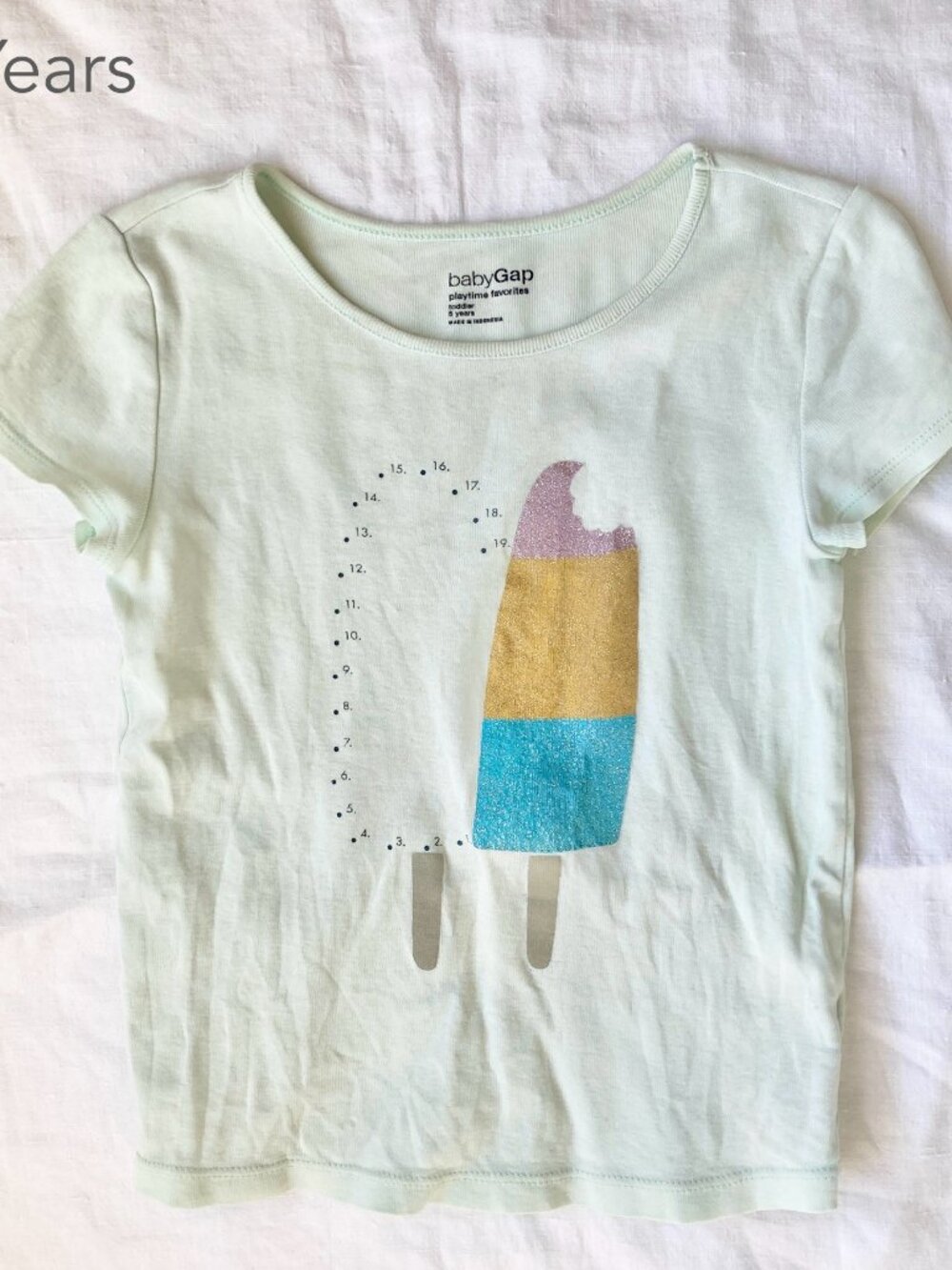 (🎨$3 PLAY) GAP 5 Years Girl Ice Cream Mint T-Shirt Spring Summer